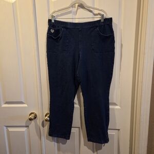 Dream Jeannes Quacker Factory Jeans Large Stretch Straight Rhinestones Heart QVC